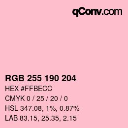 Color code: RGB 255 190 204 | qconv.com