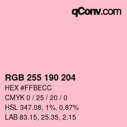 颜色代码: RGB 255 190 204 | qconv.com