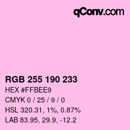 カラーコード: RGB 255 190 233 | qconv.com