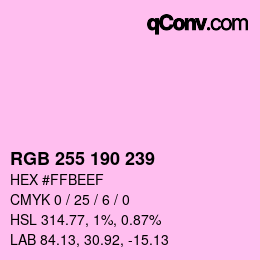 Color code: RGB 255 190 239 | qconv.com