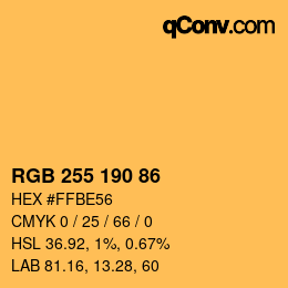 颜色代码: RGB 255 190 86 | qconv.com
