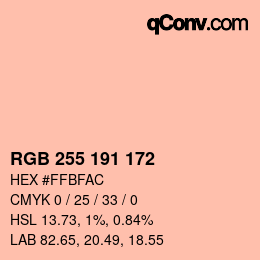 Color code: RGB 255 191 172 | qconv.com