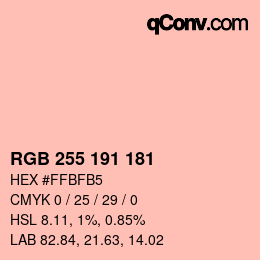 颜色代码: RGB 255 191 181 | qconv.com