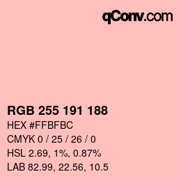 Color code: RGB 255 191 188 | qconv.com