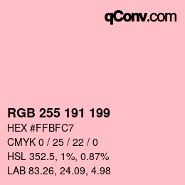 Color code: RGB 255 191 199 | qconv.com