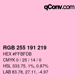 Color code: RGB 255 191 219 | qconv.com