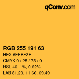 Color code: RGB 255 191 63 | qconv.com
