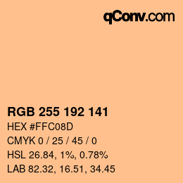 Color code: RGB 255 192 141 | qconv.com