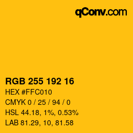 Color code: RGB 255 192 16 | qconv.com