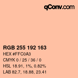 Color code: RGB 255 192 163 | qconv.com