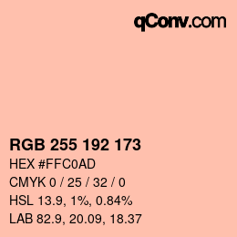 Color code: RGB 255 192 173 | qconv.com