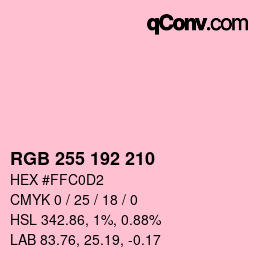 Color code: RGB 255 192 210 | qconv.com