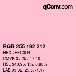 Farbcode: RGB 255 192 212 | qconv.com