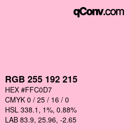 Color code: RGB 255 192 215 | qconv.com