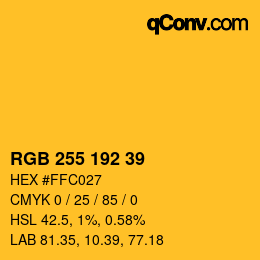 Farbcode: RGB 255 192 39 | qconv.com