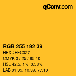 Color code: RGB 255 192 39 | qconv.com