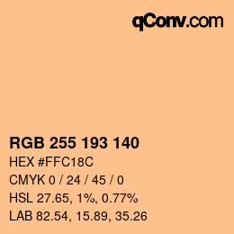颜色代码: RGB 255 193 140 | qconv.com