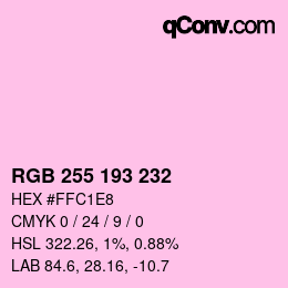 Color code: RGB 255 193 232 | qconv.com