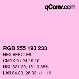 Color code: RGB 255 193 233 | qconv.com