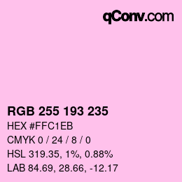 Color code: RGB 255 193 235 | qconv.com