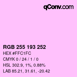 Color code: RGB 255 193 252 | qconv.com