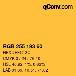 Farbcode: RGB 255 193 60 | qconv.com