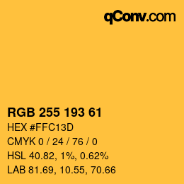 Color code: RGB 255 193 61 | qconv.com