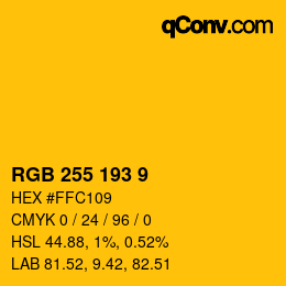 Color code: RGB 255 193 9 | qconv.com