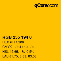Farbcode: RGB 255 194 0 | qconv.com