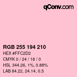 Color code: RGB 255 194 210 | qconv.com