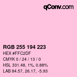 Color code: RGB 255 194 223 | qconv.com