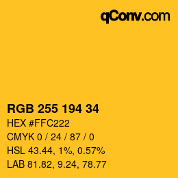 Código de color: RGB 255 194 34 | qconv.com