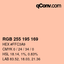 颜色代码: RGB 255 195 169 | qconv.com