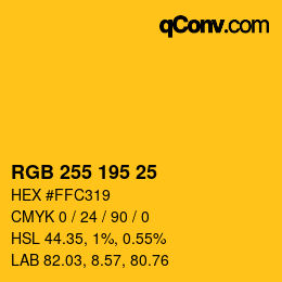 颜色代码: RGB 255 195 25 | qconv.com