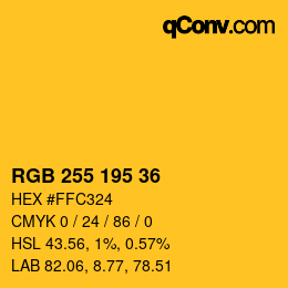 Código de color: RGB 255 195 36 | qconv.com