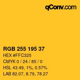 Color code: RGB 255 195 37 | qconv.com