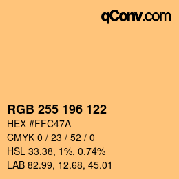 Color code: RGB 255 196 122 | qconv.com