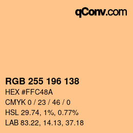 Color code: RGB 255 196 138 | qconv.com