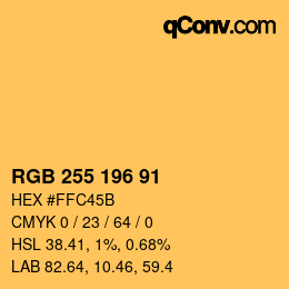 Color code: RGB 255 196 91 | qconv.com