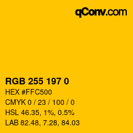 カラーコード: RGB 255 197 0 | qconv.com