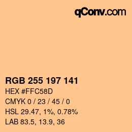 Color code: RGB 255 197 141 | qconv.com