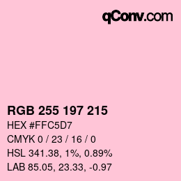 Color code: RGB 255 197 215 | qconv.com