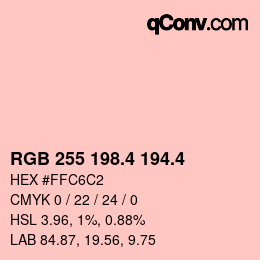 カラーコード: RGB 255 198.4 194.4 | qconv.com