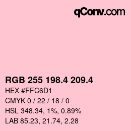 カラーコード: RGB 255 198.4 209.4 | qconv.com