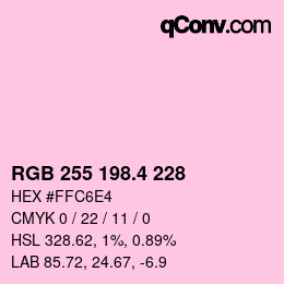 カラーコード: RGB 255 198.4 228 | qconv.com