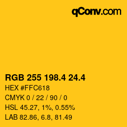 カラーコード: RGB 255 198.4 24.4 | qconv.com