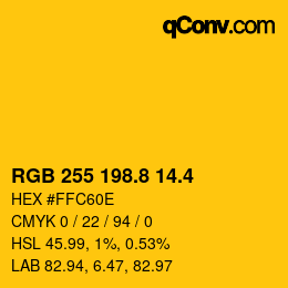 カラーコード: RGB 255 198.8 14.4 | qconv.com