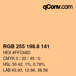 Farbcode: RGB 255 198.8 141 | qconv.com