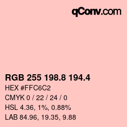 カラーコード: RGB 255 198.8 194.4 | qconv.com