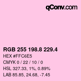 カラーコード: RGB 255 198.8 229.4 | qconv.com